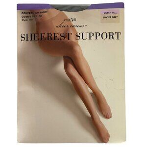 JCPenney East 5th Pantyhose Queen Tall Smoke Grey Sheerest Support Control Top